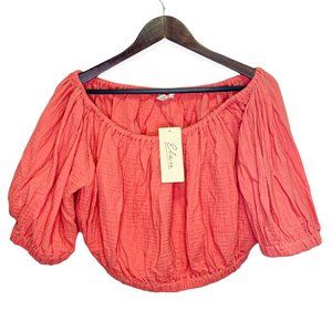 Elan Women's Size L Top Sleeveless Strapless Off The Shoulder Boho Orange